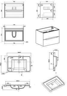 Подвесная тумба с раковиной Parly Spa River80 лилейно-белый